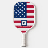 Raquette De Pickleball Drapeau américain Customisé Monogramme 4 juillet (Verso)