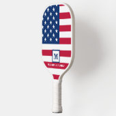 Raquette De Pickleball Drapeau américain Customisé Monogramme 4 juillet (Gauche)