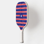 Raquette De Pickleball Drapeau américain Étoiles et rayures Initiales mon (Gauche)