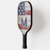 Raquette De Pickleball Drapeau américain Russe Rouge Blanc Bleu Monogramm (Gauche)