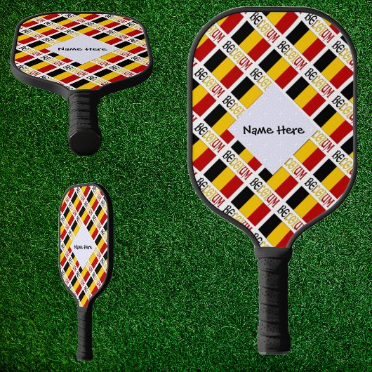 Raquette De Pickleball Drapeau belge avec votre nom