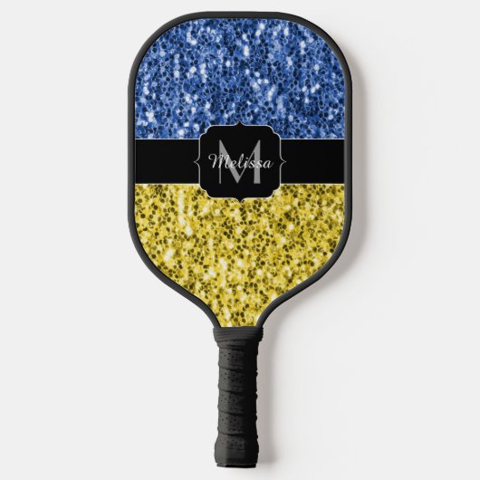 Raquette De Pickleball Drapeau bleu jaune Ukraine parties scintillant fau (Verso)