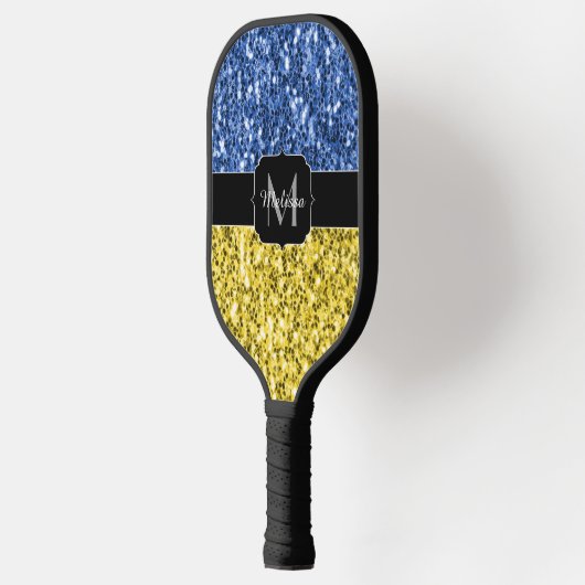 Raquette De Pickleball Drapeau bleu jaune Ukraine parties scintillant fau (Gauche)