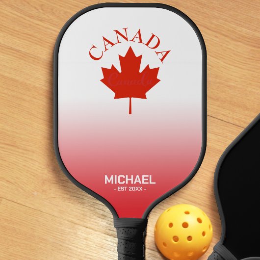 Raquette De Pickleball Drapeau canadien rouge et blanc Ombre Gradient