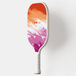 Raquette De Pickleball Drapeau de fierté lesbienne abstrait trippy ondulé