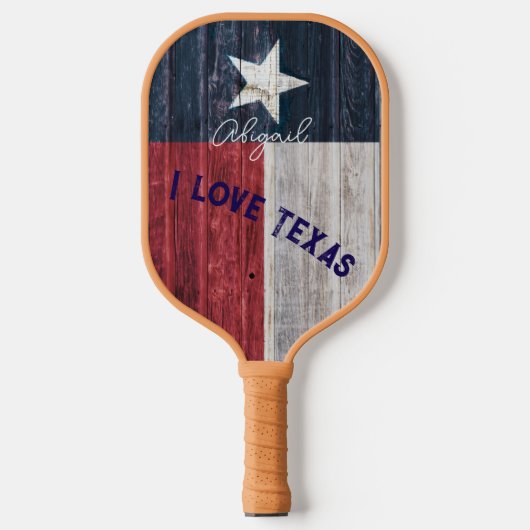 Raquette De Pickleball Drapeau d'état du Texas style rustique personnalis (Recto)