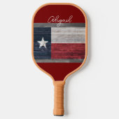 Raquette De Pickleball drapeau d'état du Texas style rustique rouge foncé (Verso)