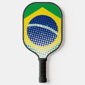 Raquette De Pickleball Drapeau Du Brésil Avec Effet Halftone (Recto)