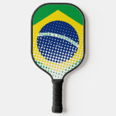 Raquette De Pickleball Drapeau Du Brésil Avec Effet Halftone (Verso)