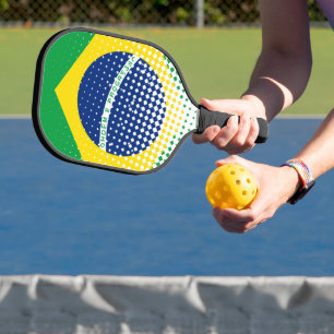 Raquette De Pickleball Drapeau Du Brésil Avec Effet Halftone