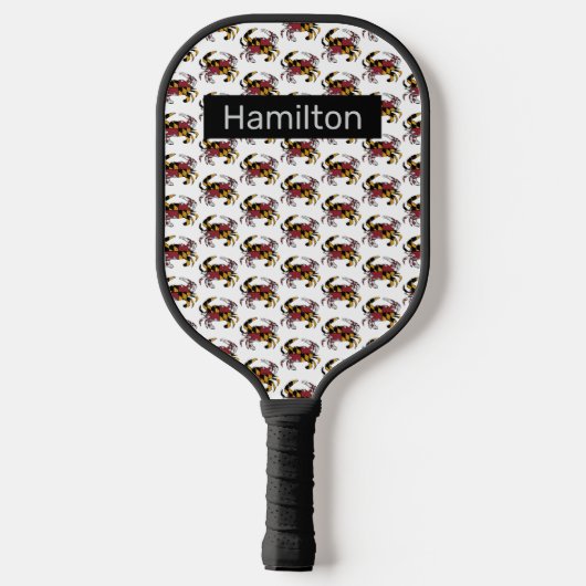 Raquette De Pickleball Drapeau du Maryland Swag Crabe bleu (Verso)