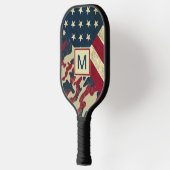 Raquette De Pickleball Drapeau patriotique rustique américain Camo Monogr (Gauche)