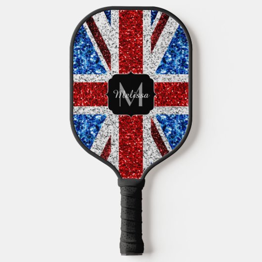 Raquette De Pickleball Drapeau rouge bleu blanc brillant parties scintill (Recto)