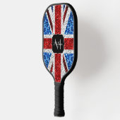 Raquette De Pickleball Drapeau rouge bleu blanc brillant parties scintill (Gauche)