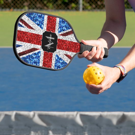 Raquette De Pickleball Drapeau rouge bleu blanc brillant parties scintill (Insitu)
