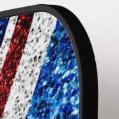 Raquette De Pickleball Drapeau rouge bleu blanc brillant parties scintill (Détail gauche)