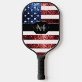 Raquette De Pickleball Drapeau rouge bleu faux scintillants parties scint (Recto)