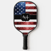 Raquette De Pickleball Drapeau rouge bleu faux scintillants parties scint (Verso)