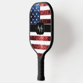 Raquette De Pickleball Drapeau rouge bleu faux scintillants parties scint (Gauche)