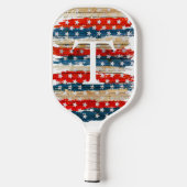 Raquette De Pickleball Drapeau rustique américain Monogramme Pickleball P (Verso)