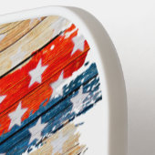 Raquette De Pickleball Drapeau rustique américain Monogramme Pickleball P (Détail gauche)