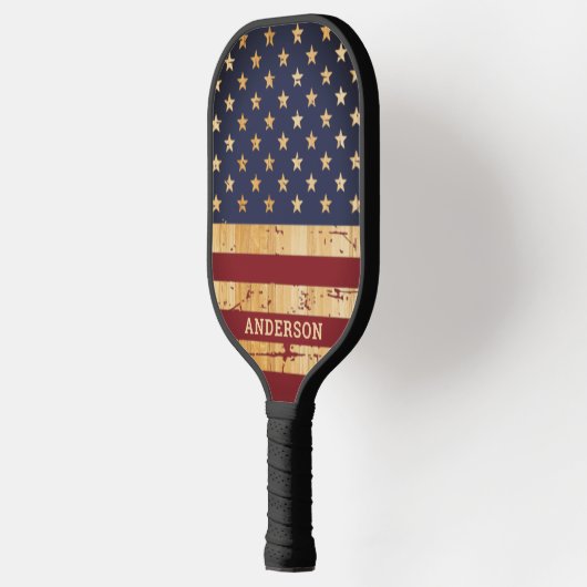 Raquette De Pickleball Drapeau Rustique Américain Personnalisé USA Patrio (Gauche)