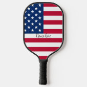 Raquette De Pickleball Drapeau Usa & votre nom (Verso)