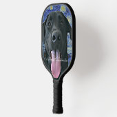 Raquette De Pickleball Drôle Black Lab Texte personnalisé (Gauche)
