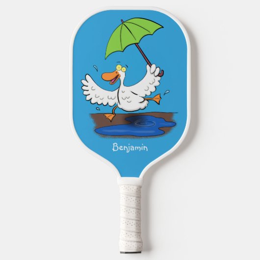 Raquette De Pickleball Drôle canard avec parapluie dessin animé (Recto)
