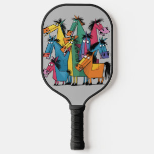 Raquette De Pickleball Drôle Chevaux Cool Art Abstrait