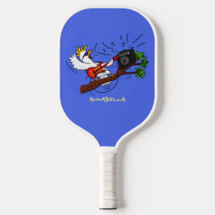 Raquette De Pickleball Drôle cockatoo jouant de la guitare rock dessin an