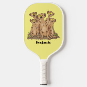 Raquette De Pickleball Drôle dessin de la famille meerkat