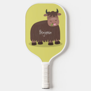 Raquette De Pickleball Drôle joyeux yak mangeant de l'herbe dessin d'illu