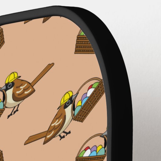 Raquette De Pickleball Drôle mignon oiseau avec Motif de panier d'oeufs c (Détail gauche)