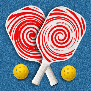 Raquette De Pickleball Drôle Red White Flux Motif hypnotique