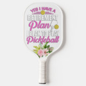 Raquette De Pickleball Drôle Retraite Florale Rose pour elle (Verso)