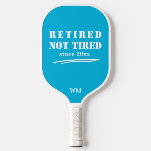 Raquette De Pickleball drôle Retraité pas fatigué Année Initiales Bleu Bl (Recto)