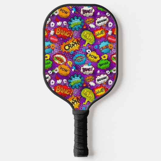 Raquette De Pickleball Drôle Retro Comic Discours Bubbles Motif sans cout (Recto)