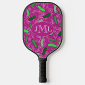 Raquette de Pickleball Drôle Rose Avec Monogramme (Recto)