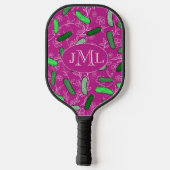 Raquette de Pickleball Drôle Rose Avec Monogramme (Verso)