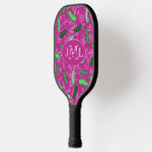 Raquette de Pickleball Drôle Rose Avec Monogramme (Gauche)