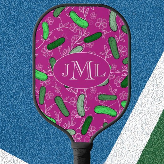 Raquette de Pickleball Drôle Rose Avec Monogramme
