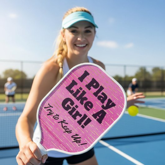 Raquette De Pickleball Drôle rose et noir jouer comme une fille