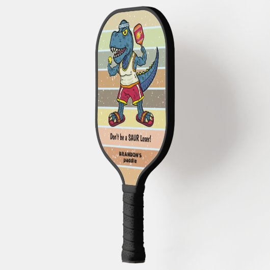Raquette De Pickleball Drôle Tyrannosaurus Rex Retro Saur Loser Custom (Gauche)