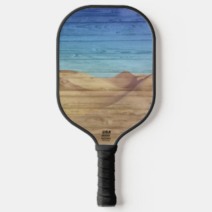 Raquette De Pickleball Dunes de Sable du Désert Beau Ciel Bleu Sur Bois à