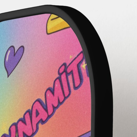 Raquette De Pickleball Dynamite Pop Art Rainbow Pattern (Détail gauche)