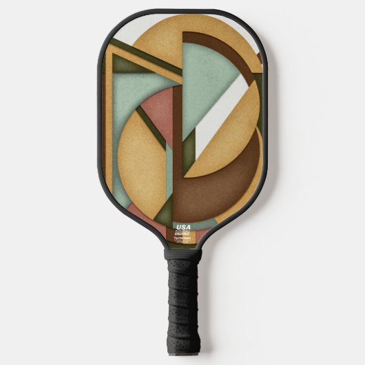 Raquette De Pickleball Earth-Toned Geometric Harmony Mid-Century (Recto)