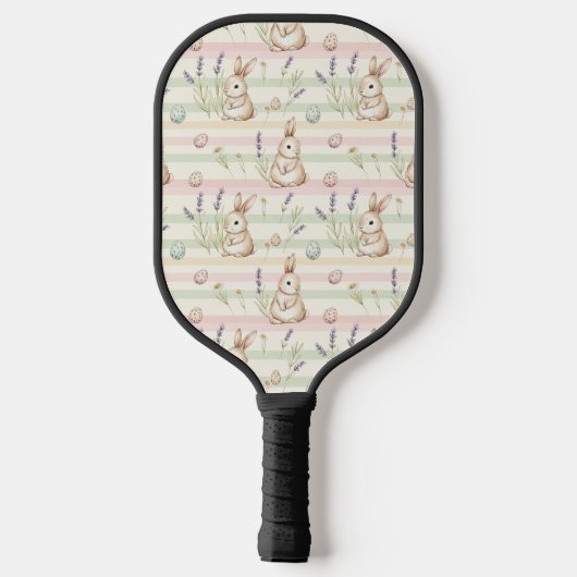 Raquette De Pickleball Easter Bunny with Eggs Spring Pastel Pattern (1) (Verso)