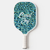 Raquette De Pickleball Eau bleue étincelante avec initiales et nom (Verso)