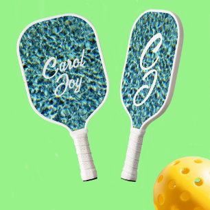 Raquette De Pickleball Eau bleue étincelante avec initiales et nom